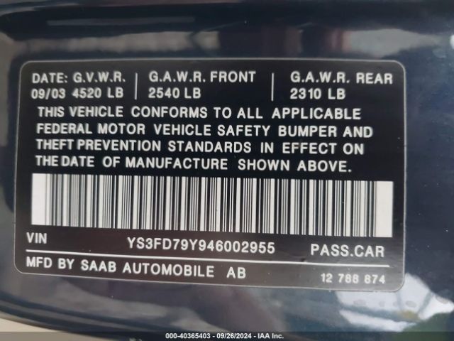 2004 SAAB 9-3 YS3FD79Y946002955 Photo 8