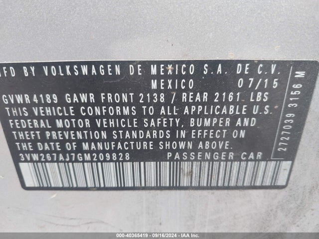 3VW267AJ7GM209828 Volkswagen Jetta 1.4t S