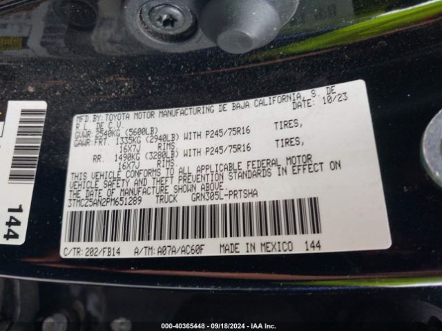 3TMCZ5AN2PM651289 Toyota Tacoma Sr V6
