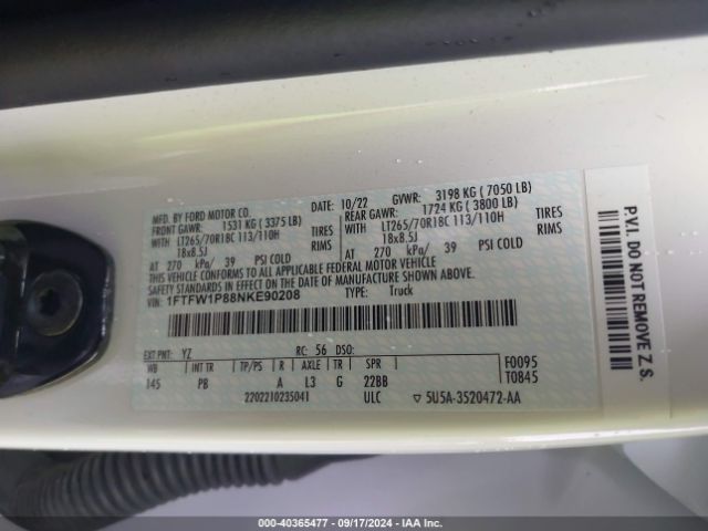 1FTFW1P88NKE90208 Ford F-150 Police Responder Xl