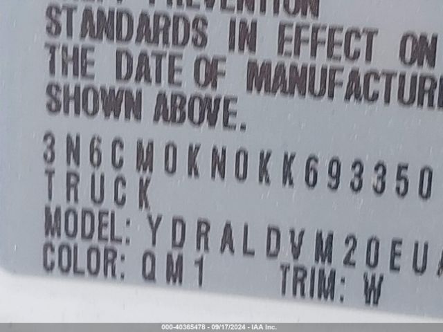 3N6CM0KN0KK693350 Nissan Nv200 S