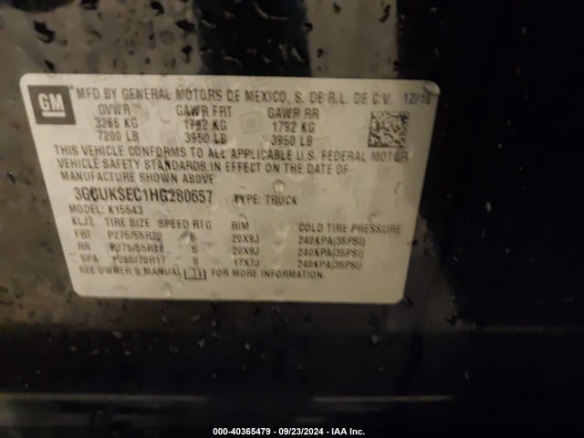Chevrolet Silverado 1500 2lz 2017 3GCUKSEC1HG280657 Image 9