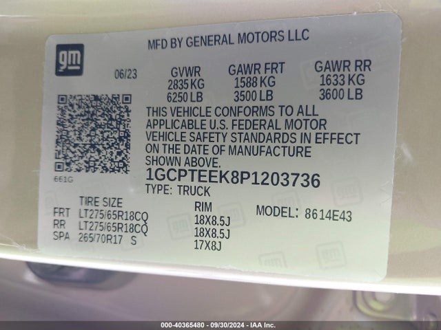 1GCPTEEK8P1203736 Chevrolet Colorado 4wd  Short Box Trail Boss