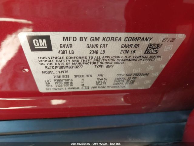 KL7CJPSB5MB313277 Chevrolet Trax Awd Lt