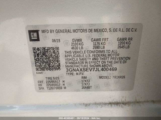 2018 CHEVROLET EQUINOX 3GNAXSEV7JL400469 Photo 8