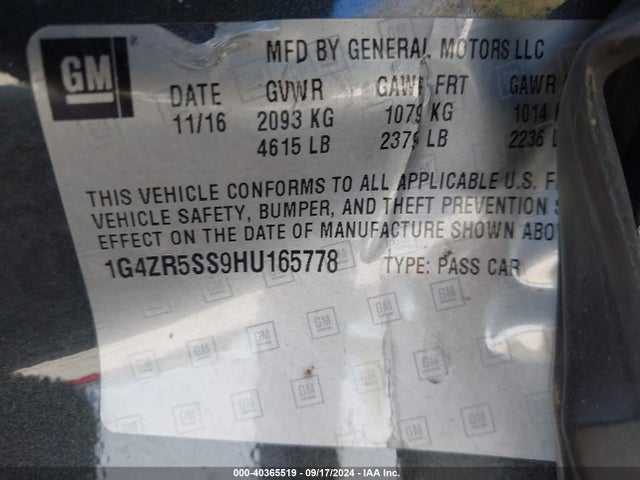 1G4ZR5SS9HU165778 Buick Lacrosse Premium