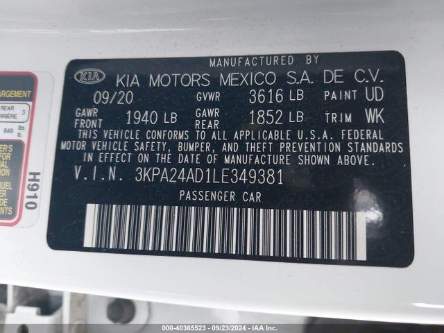 KIA RIO S 2020 3KPA24AD1LE349381 Image 9