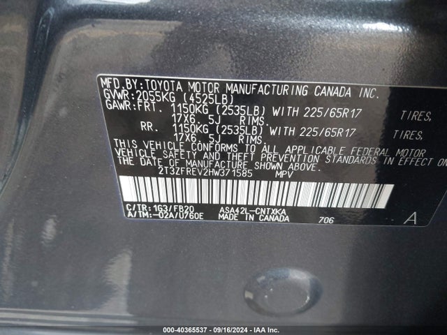 Toyota RAV4 LE 2017 2T3ZFREV2HW371585 Image 9