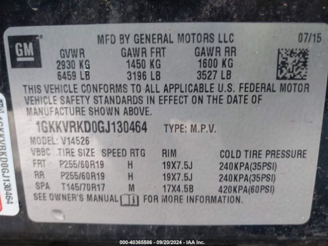 1GKKVRKD0GJ130464 GMC Acadia Slt-1