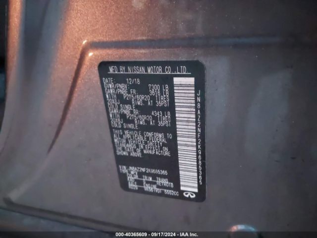 JN8AZ2NF2K9685365 Infiniti QX80 LUXE