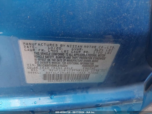 Nissan Versa Sv Xtronic Cvt 2021 3N1CN8EV5ML815324 Image 9