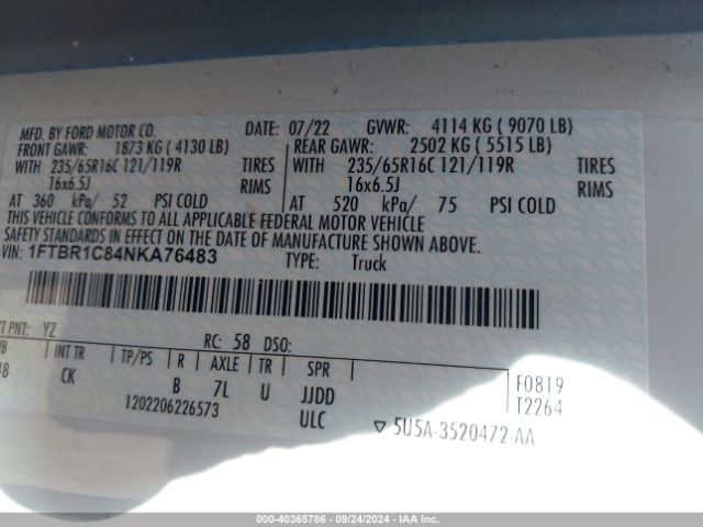 1FTBR1C84NKA76483 Ford Transit-250