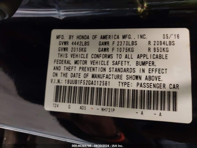 19UUB1F52GA012581 Acura TLX TECH