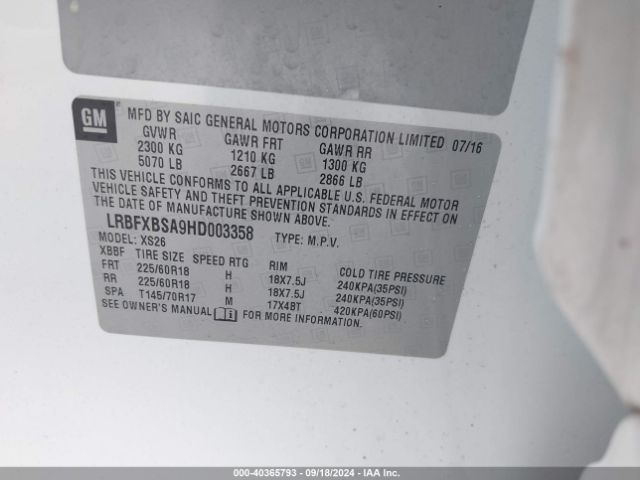 LRBFXBSA9HD003358 Buick Envision Essence