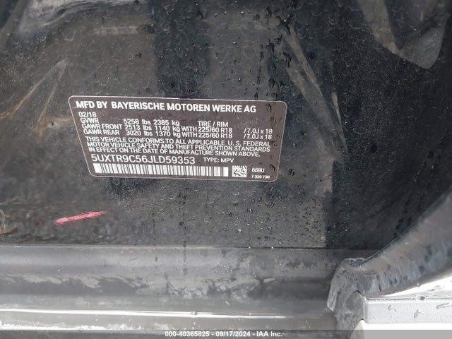 BMW X3 Xdrive30i 2018 5UXTR9C56JLD59353 Image 9