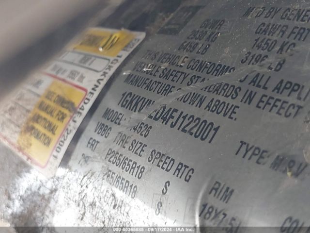 1GKKVNED4FJ122001 GMC Acadia Sle-1
