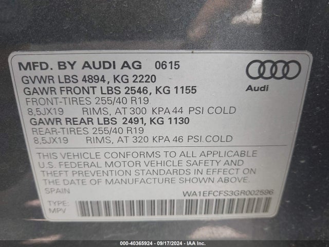 WA1EFCFS3GR002596 Audi Q3 2.0t Premium Plus