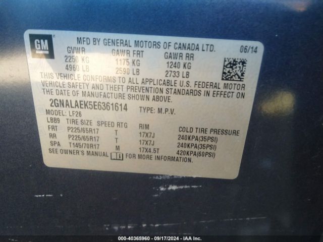 2GNALAEK5E6361614 Chevrolet EQUINOX LS