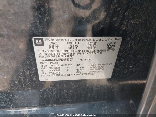 Chevrolet Silverado 1500 2lz 2015 3GCUKSEC0FG436507 Image 9