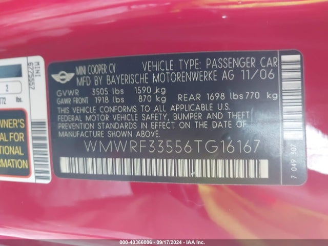 2006 MINI COOPER WMWRF33556TG16167 Photo 8