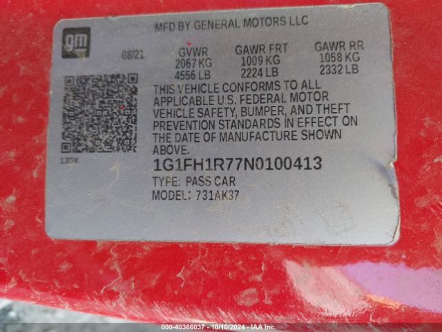 1G1FH1R77N0100413 Chevrolet Camaro Rwd  2ss