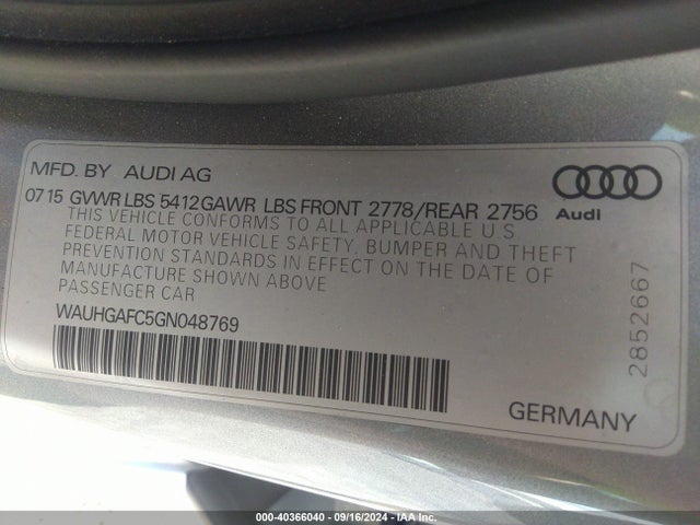Audi A6 3.0t Premium Plus 2016 WAUHGAFC5GN048769 Image 9