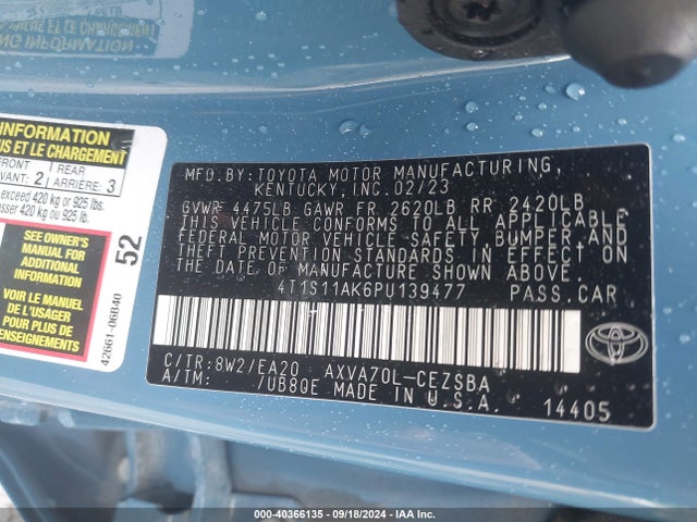 Toyota CAMRY SE 2023 4T1S11AK6PU139477 Image 9