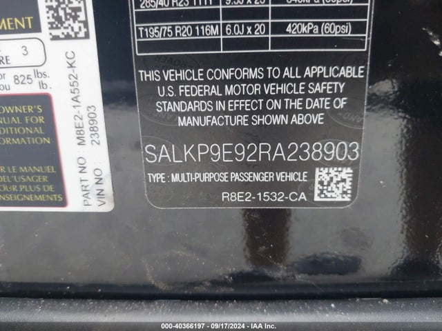 SALKP9E92RA238903 Land Rover Range Rover P530 Se