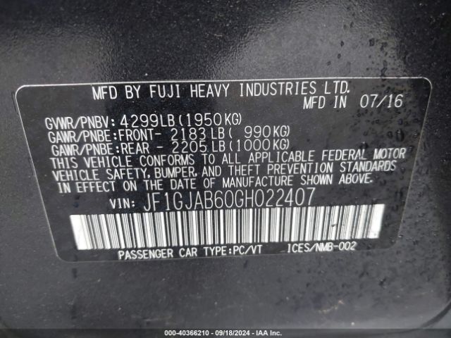 JF1GJAB60GH022407 Subaru Impreza 2.0i Premium