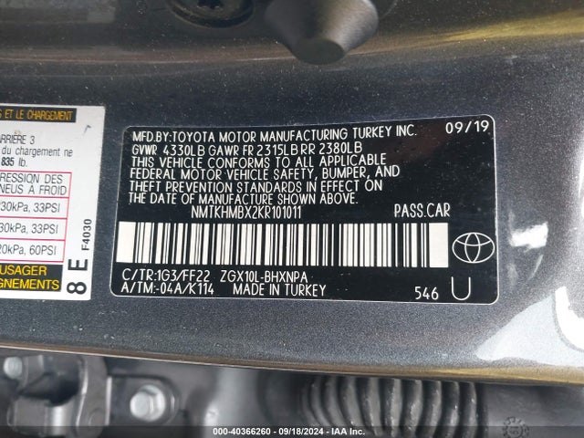 Toyota C-HR XLE 2019 NMTKHMBX2KR101011 Image 9