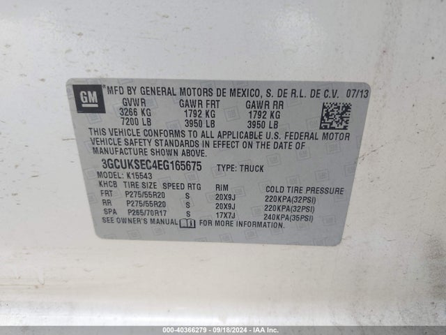 Chevrolet Silverado 1500 2lz 2014 3GCUKSEC4EG165675 Image 9