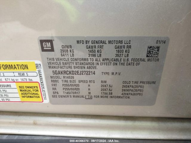 5GAKRCKD2EJ272214 Buick Enclave Premium