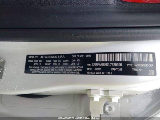 ZARFANBN7L7629396 Alfa Romeo Giulia Ti Sport Awd