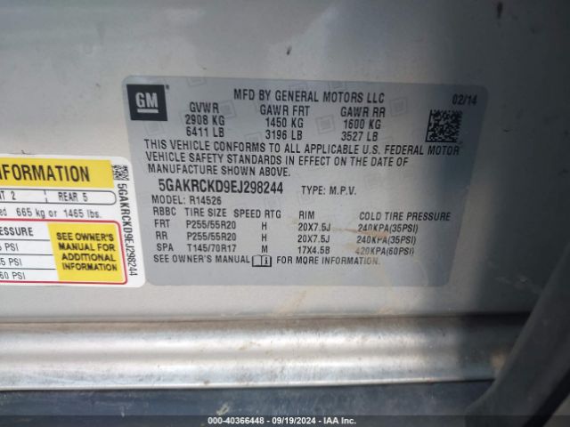 5GAKRCKD9EJ298244 Buick Enclave Premium