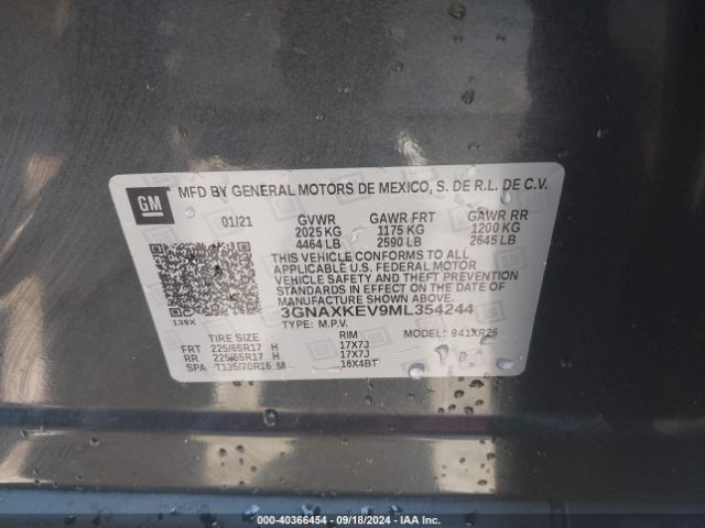 3GNAXKEV9ML354244 Chevrolet Equinox Fwd Lt