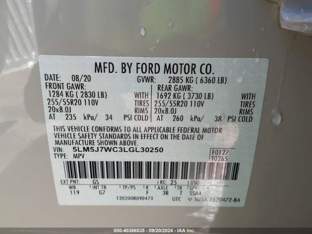 5LM5J7WC3LGL30250 Lincoln Aviator Reserve