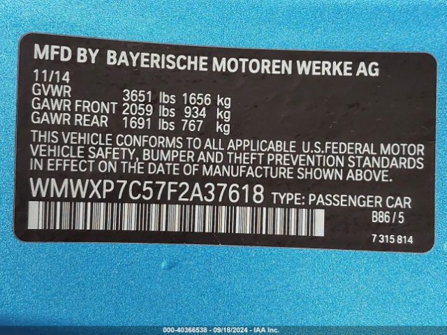 WMWXP7C57F2A37618 Mini Hardtop Cooper S