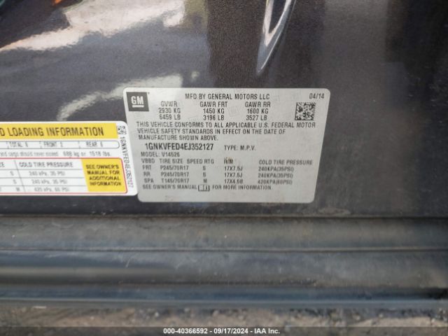 1GNKVFED4EJ352127 Chevrolet Traverse Ls