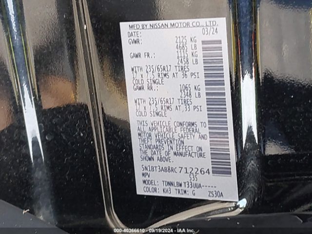 5N1BT3AB8RC712264 Nissan Rogue S Intelligent Awd