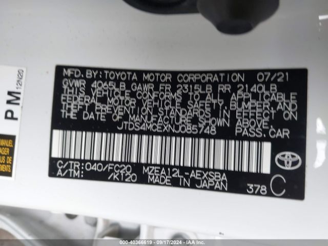 JTDS4MCEXNJ085748 Toyota COROLLA SE