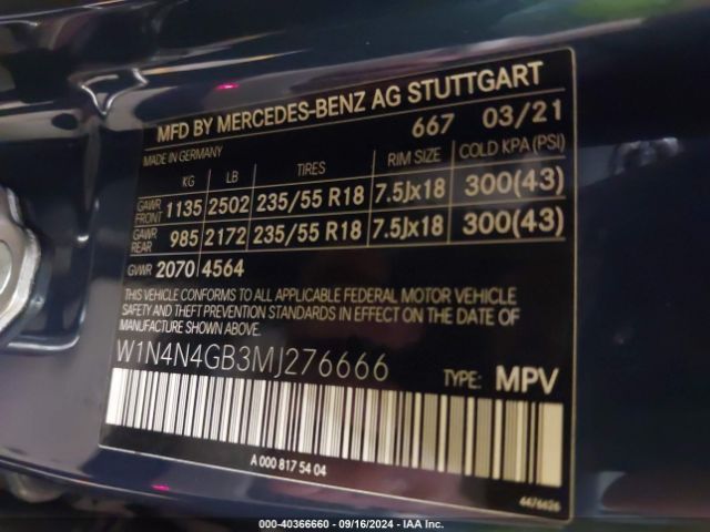 W1N4N4GB3MJ276666 Mercedes-Benz GLA 250