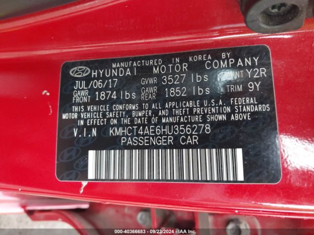KMHCT4AE6HU356278 Hyundai Accent Value Edition