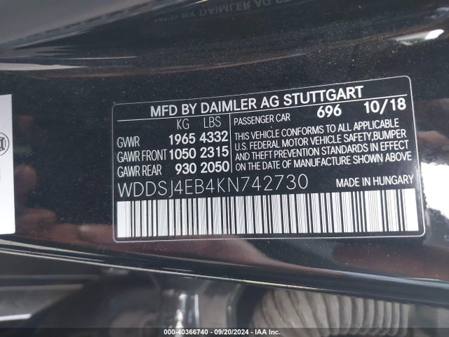 Mercedes-Benz CLA 250 2019 WDDSJ4EB4KN742730 Image 9