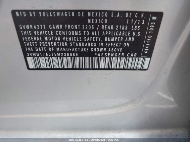 3VWD17AJ7EM239089 Volkswagen Jetta 1.8t Se
