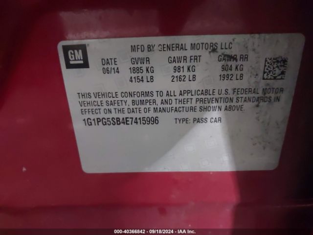 1G1PG5SB4E7415996 Chevrolet CRUZE LTZ