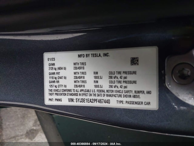 2023 TESLA MODEL 3 5YJ3E1EA2PF467440 Photo 8