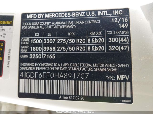 4JGDF6EE0HA891707 Mercedes-Benz Gls 450 4matic