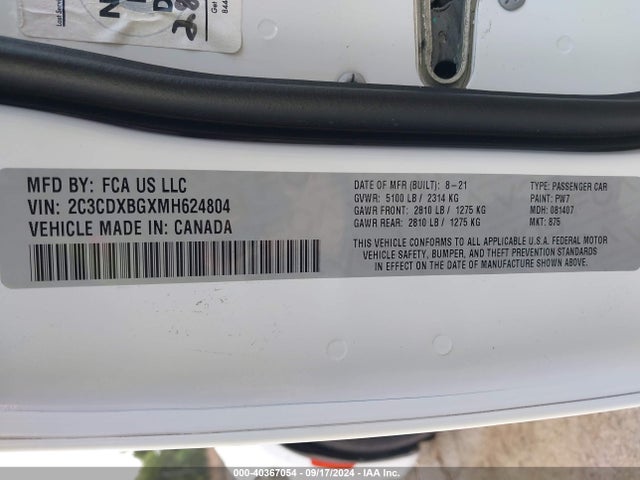 Dodge Charger Sxt Rwd 2021 2C3CDXBGXMH624804 Image 9