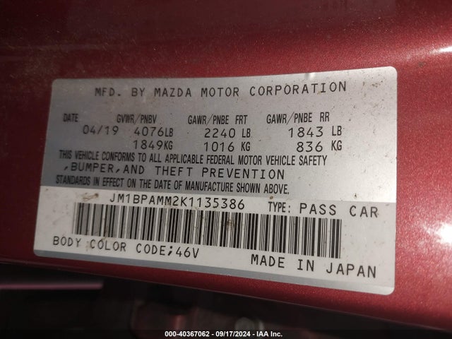 JM1BPAMM2K1135386 Mazda Mazda3 Preferred Package