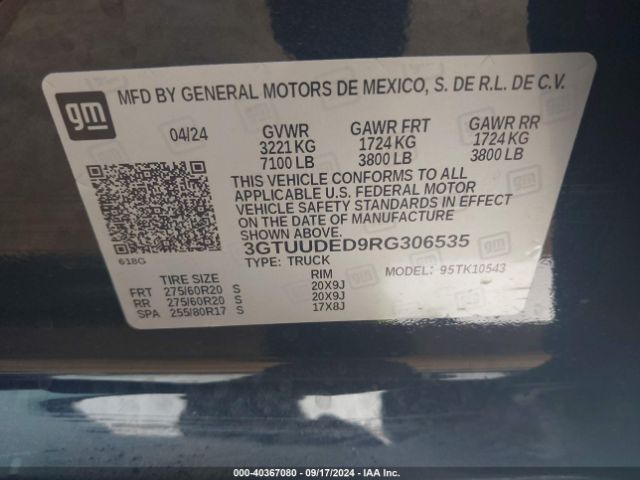 3GTUUDED9RG306535 GMC SIERRA 1500